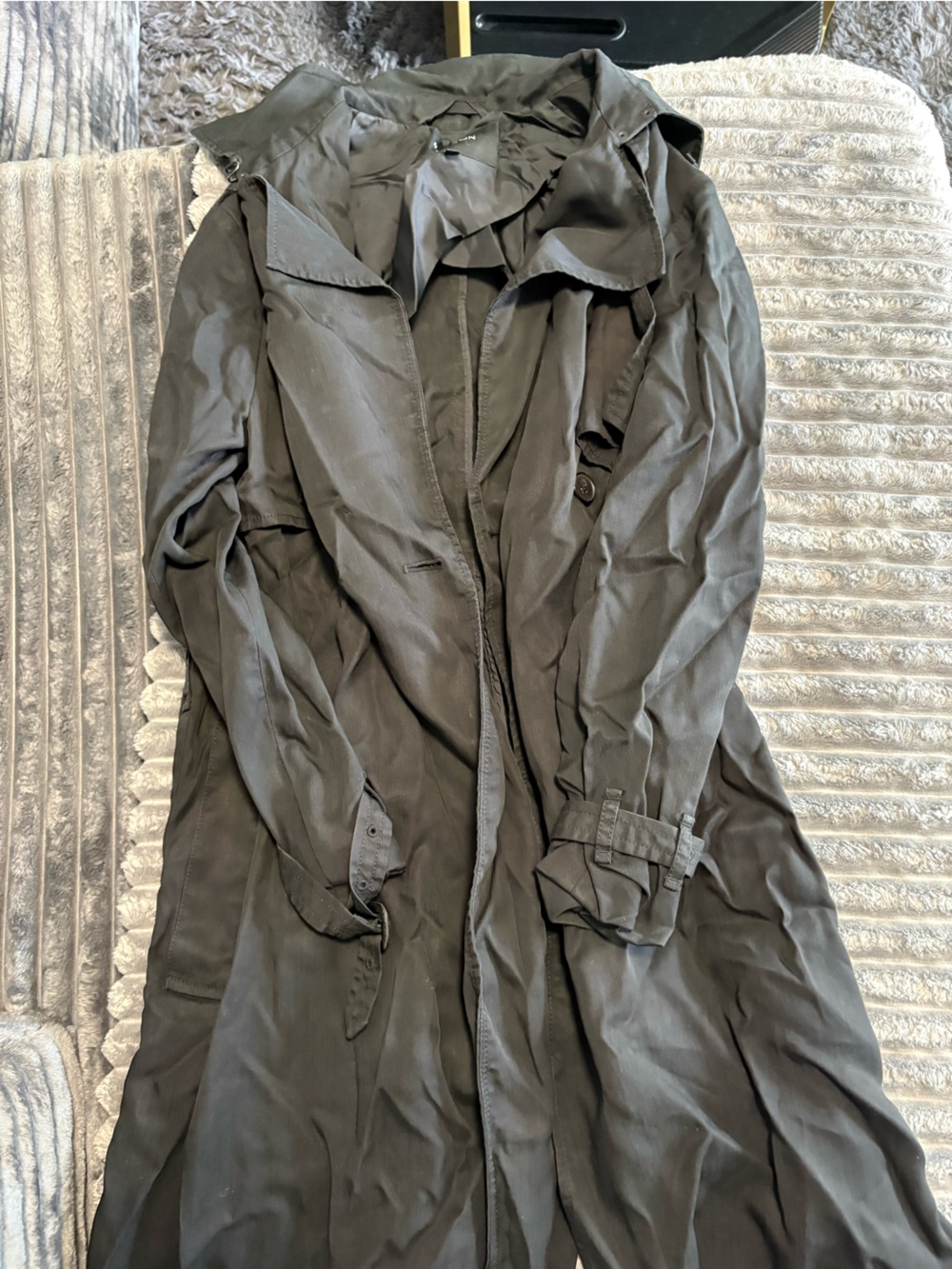 Babaton Black Trench Coat with Belt